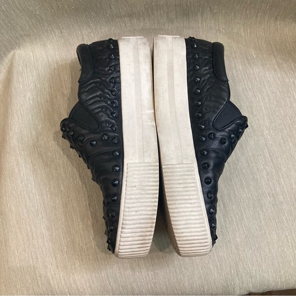 ASH Sz 37 Leather Studded Pointy Toe Slip On Rubber Sole Comfort Shoes Loafers - Picture 5 of 10